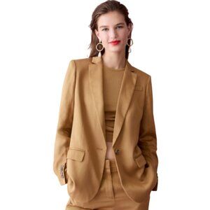NWT JCrew Alfie Blazer Jacket Womens 12 Tan Gramercy Twill One Button BK024 NEW
